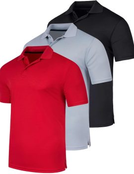 3 Pack: Men’s Quick-Dry Short Sleeve Athletic Performance Polo Shirt (Available in Big & Tall)